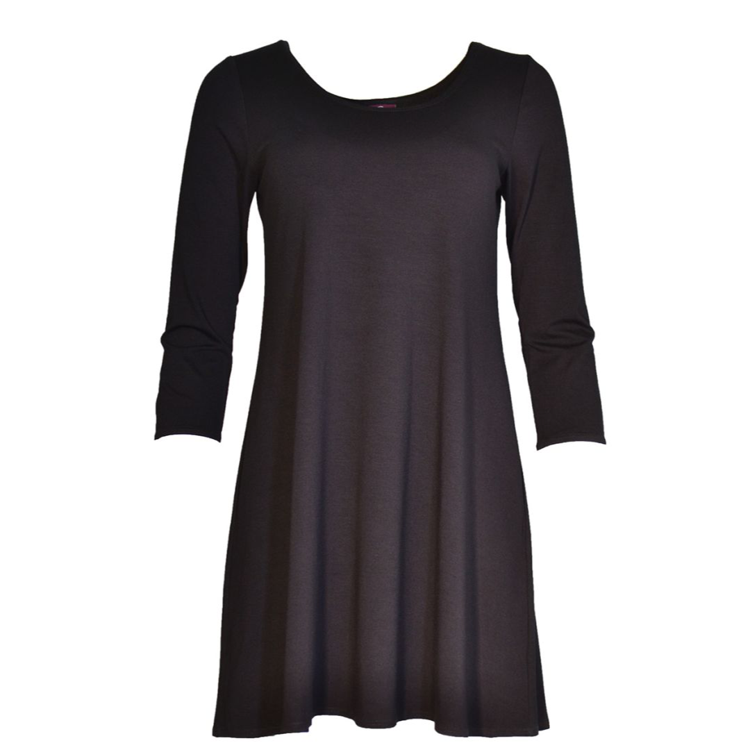 Black - 3/4 sleeve Lucy dress by Salaam Clothing
