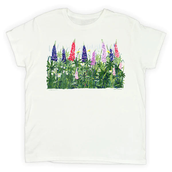 Lupines & Daisies Ladies Adult T-Shirt in White by Liberty Graphics