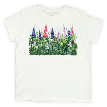 Lupines & Daisies Ladies Adult T-Shirt in White by Liberty Graphics