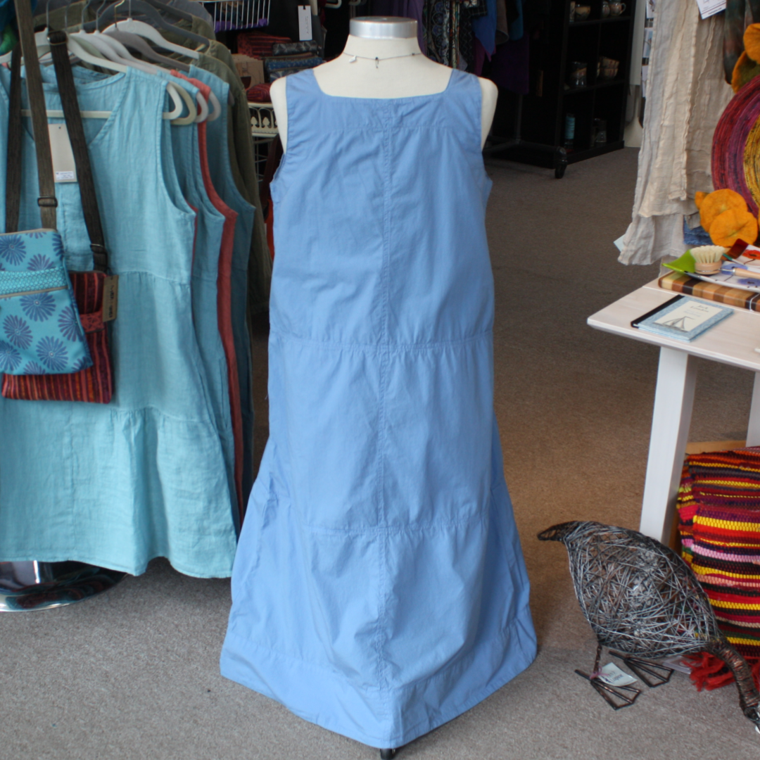 Organic Cotton Poplin Sundress in Lakeshore (with pockets!) by Cut Loose Clothing