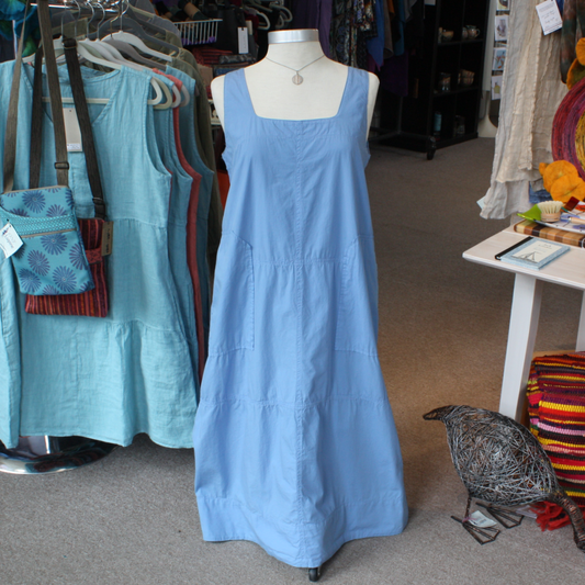 SALE 50% off - Organic Cotton Poplin Sundress in Lakeshore (with pockets!) by Cut Loose Clothing