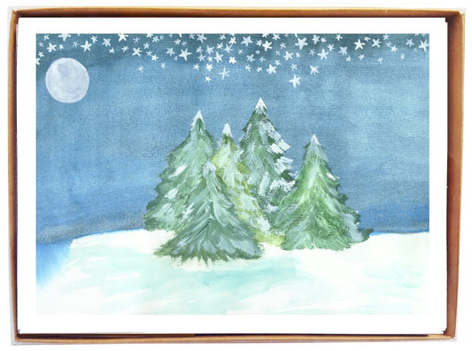 Moonlit Trees / Winter's Night - Box Card Set by Molly O